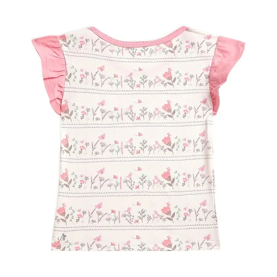 Baby Girl Flower Print Half Sleeve Top