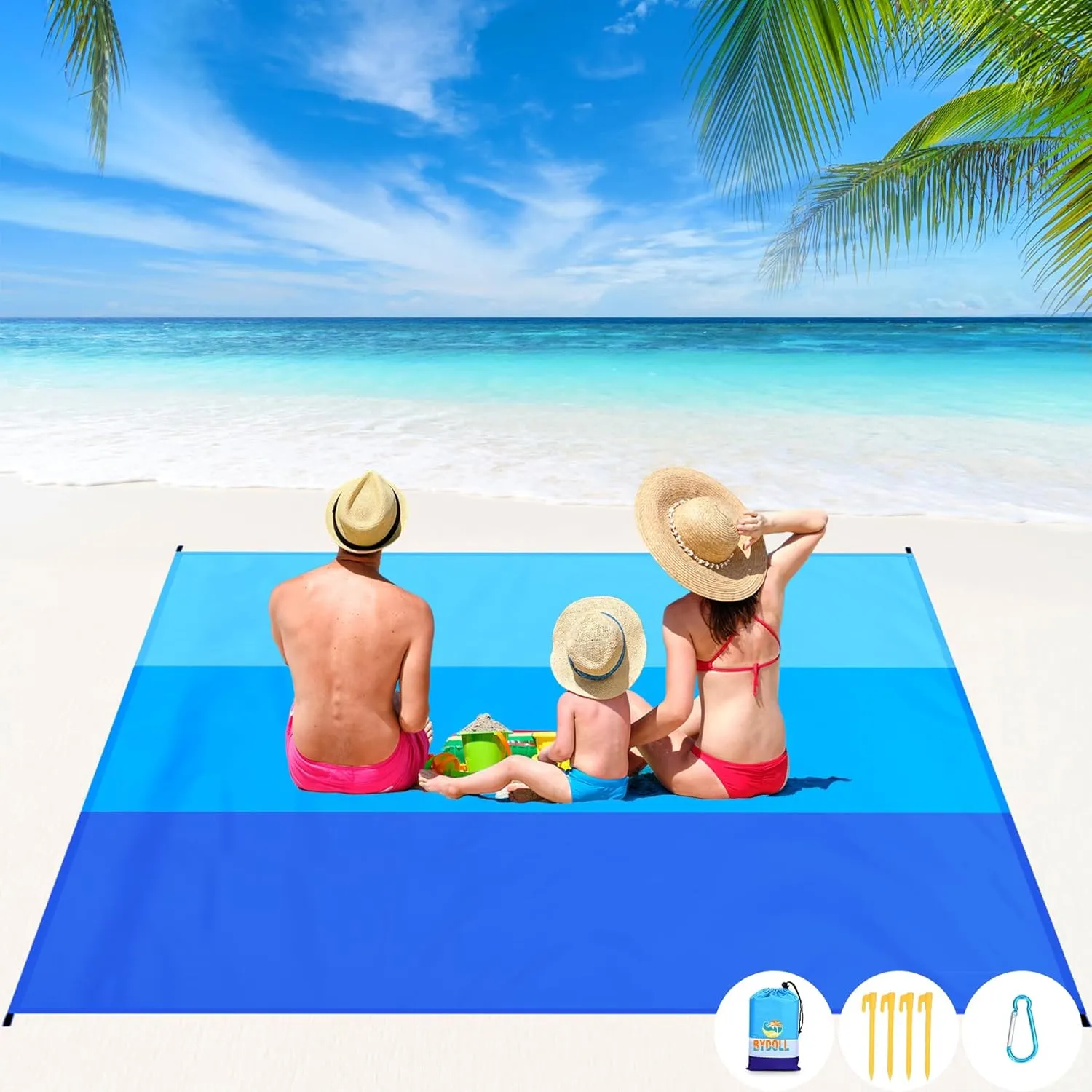 BYDOLL Beach Blanket Waterproof Sandproof 78''81'' 1-7 Adults Oversized Lightweight Large Picnic Mat Waterproof Sandproof Blanket for Beach