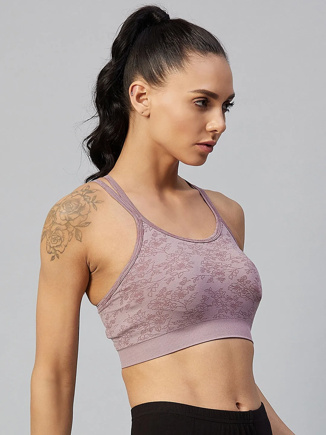 C9 Airwear Seamless Women  Stripe Back Sports Bra - Wine