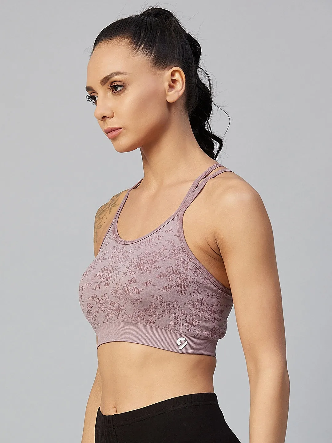 C9 Airwear Seamless Women  Stripe Back Sports Bra - Wine