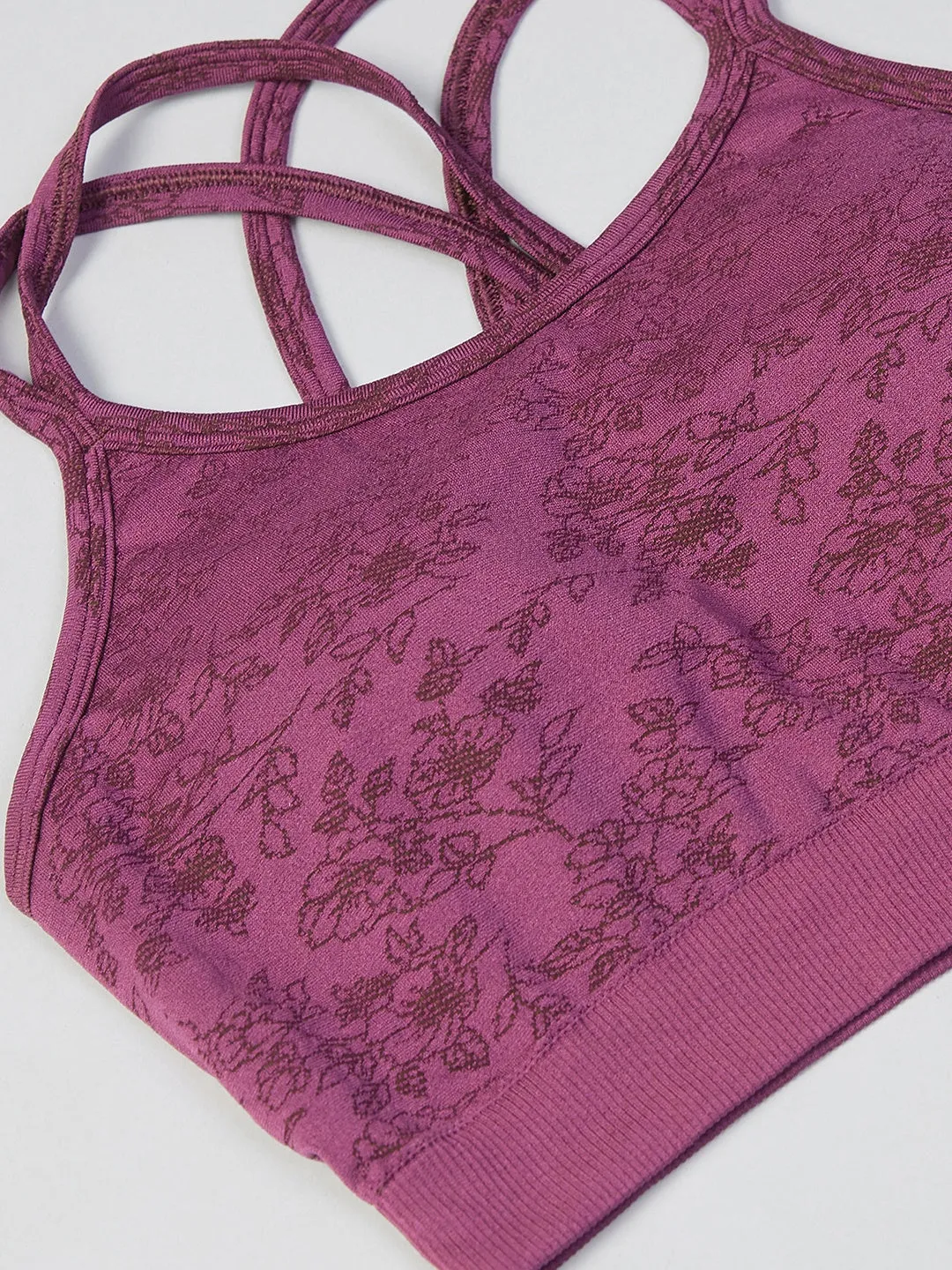 C9 Airwear Seamless Women  Stripe Back Sports Bra - Wine