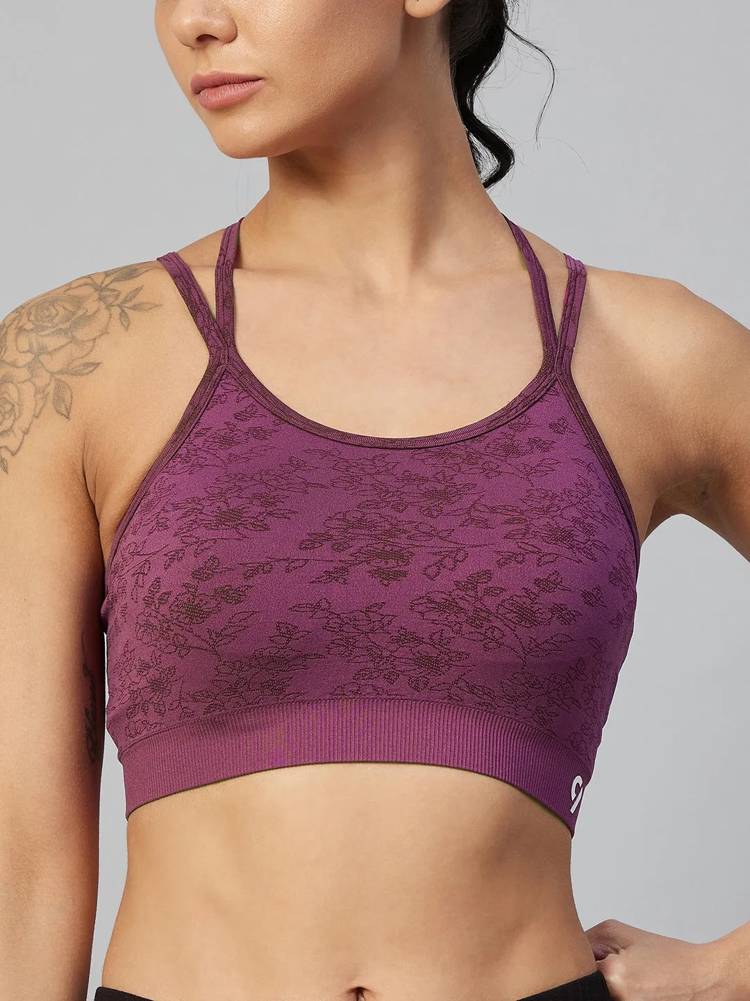 C9 Airwear Seamless Women  Stripe Back Sports Bra - Wine