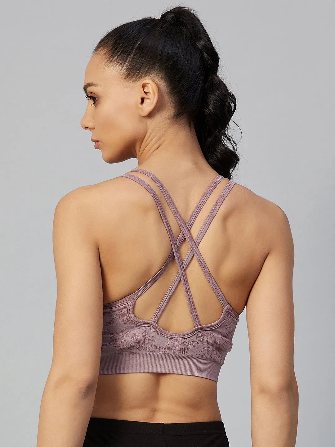 C9 Airwear Seamless Women  Stripe Back Sports Bra - Wine