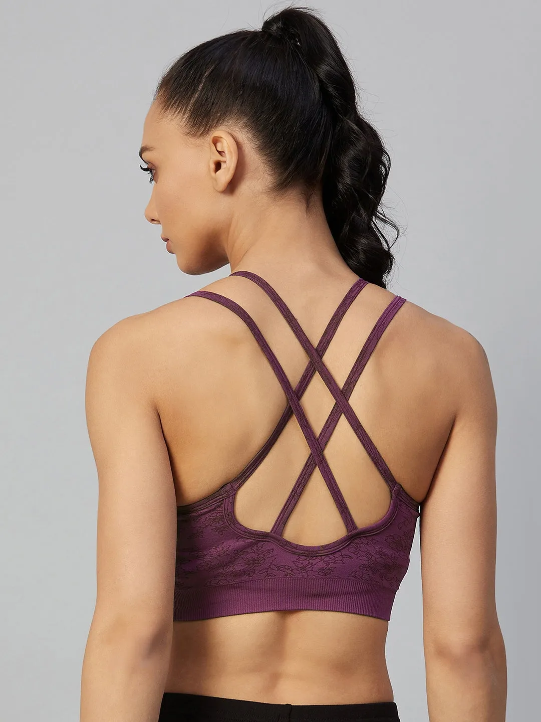 C9 Airwear Seamless Women  Stripe Back Sports Bra - Wine