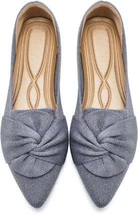 Flats for Womens Pointed Toe Ballet Flats with Bow Comfortable Knit Dressy Flats