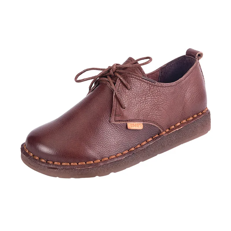 Handmade Flat Lace-up Women Retro Shoes 35-43