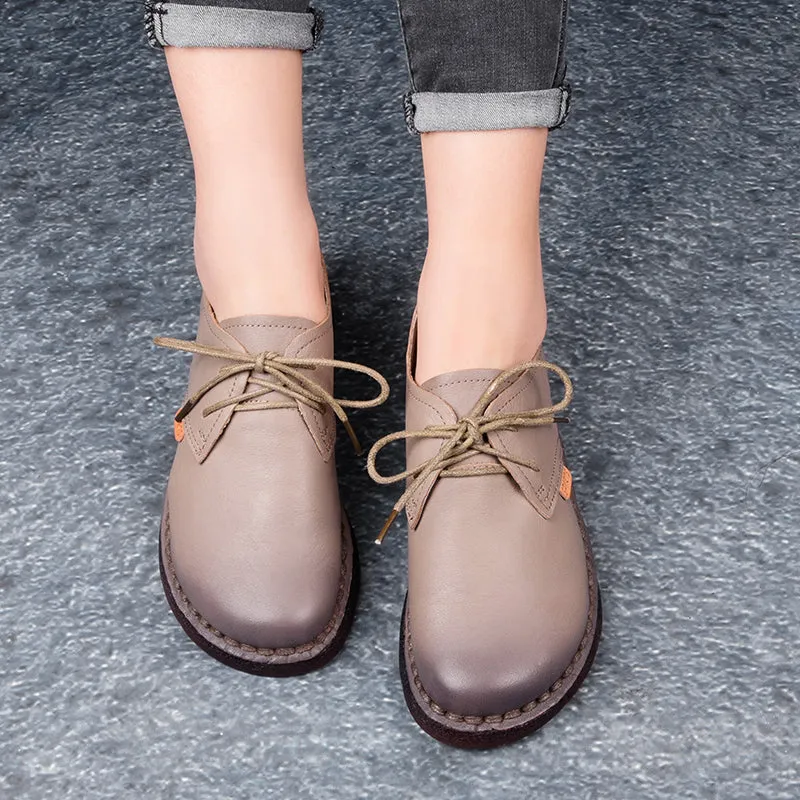 Handmade Flat Lace-up Women Retro Shoes 35-43