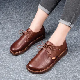 Handmade Flat Lace-up Women Retro Shoes 35-43