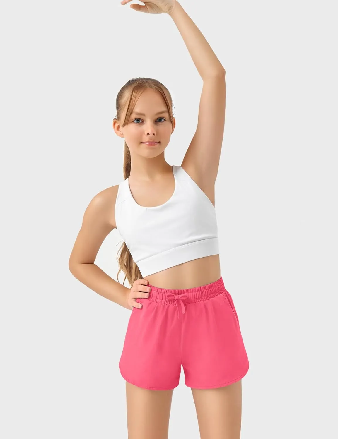 JOCMIC Girls Athletic Shorts with Liner 2 in 1 High Waist Running Short for Basketball Volleyball Tennis