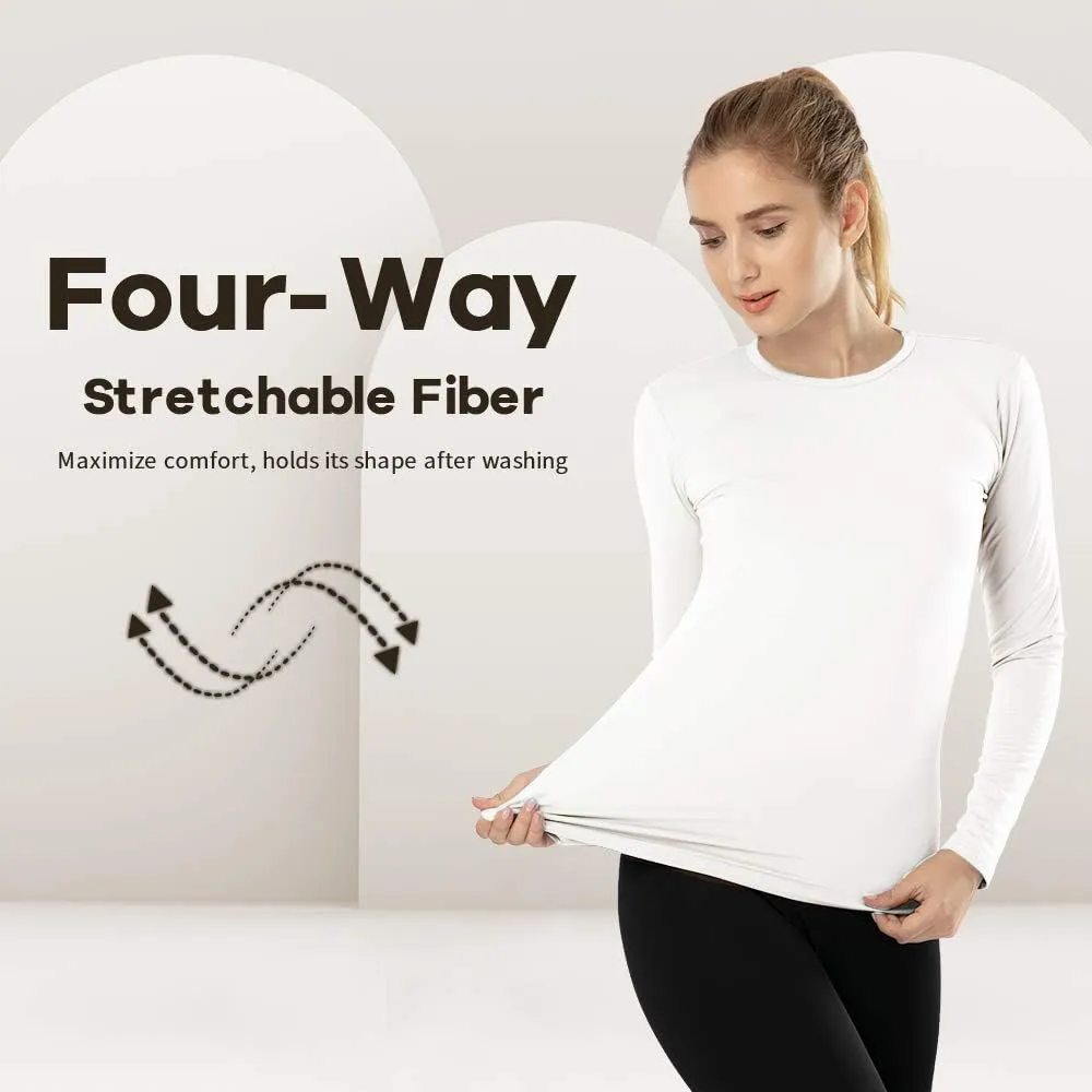 MANCYFIT Womens Thermal Tops Fleece Lined Shirt Long Sleeve Base Layer