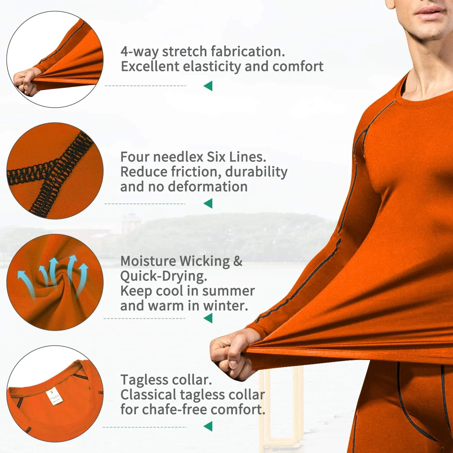 Men's Compression Shirts Long Sleeve Gym Athletic Gym Workout Undershirts Active Dry Fit Base Layer Running Top