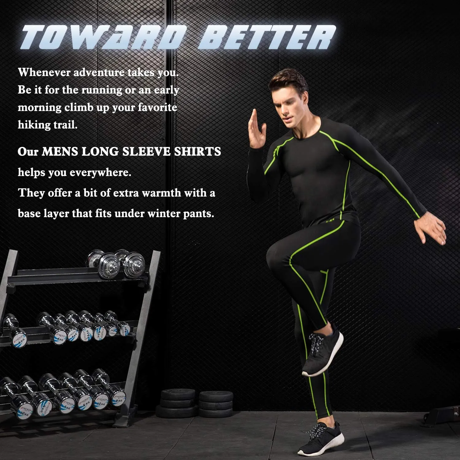 Men's Compression Shirts Long Sleeve Gym Athletic Gym Workout Undershirts Active Dry Fit Base Layer Running Top