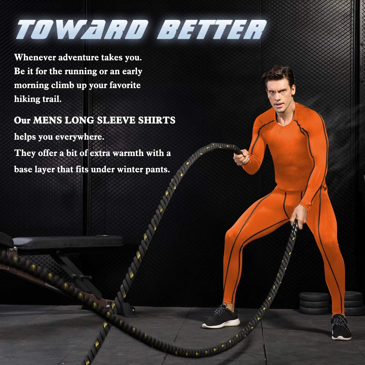 Men's Compression Shirts Long Sleeve Gym Athletic Gym Workout Undershirts Active Dry Fit Base Layer Running Top