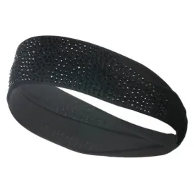 Natalie Mills Black Elastic Headband for Ladies with Austrian Crystal - Yoga Headband - Activewear & Yoga Hair Accessory for Women Interested in Fashionable Activewear Headbands