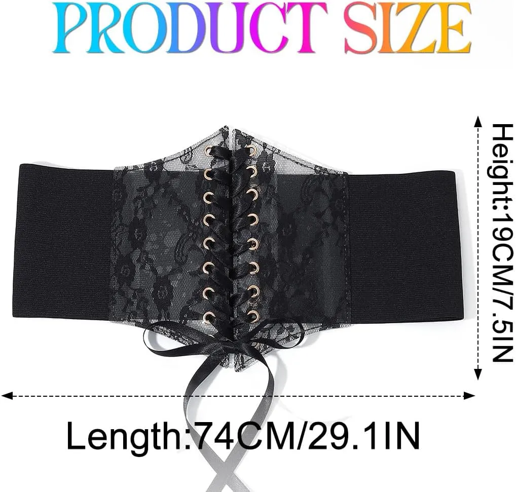 Nicute Wide Corset Dress Belt Women Elastic Lace Waist Belt Tied Waspie Waist Cinch for Women