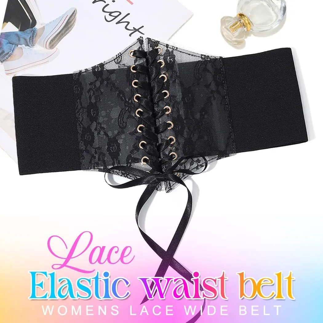 Nicute Wide Corset Dress Belt Women Elastic Lace Waist Belt Tied Waspie Waist Cinch for Women