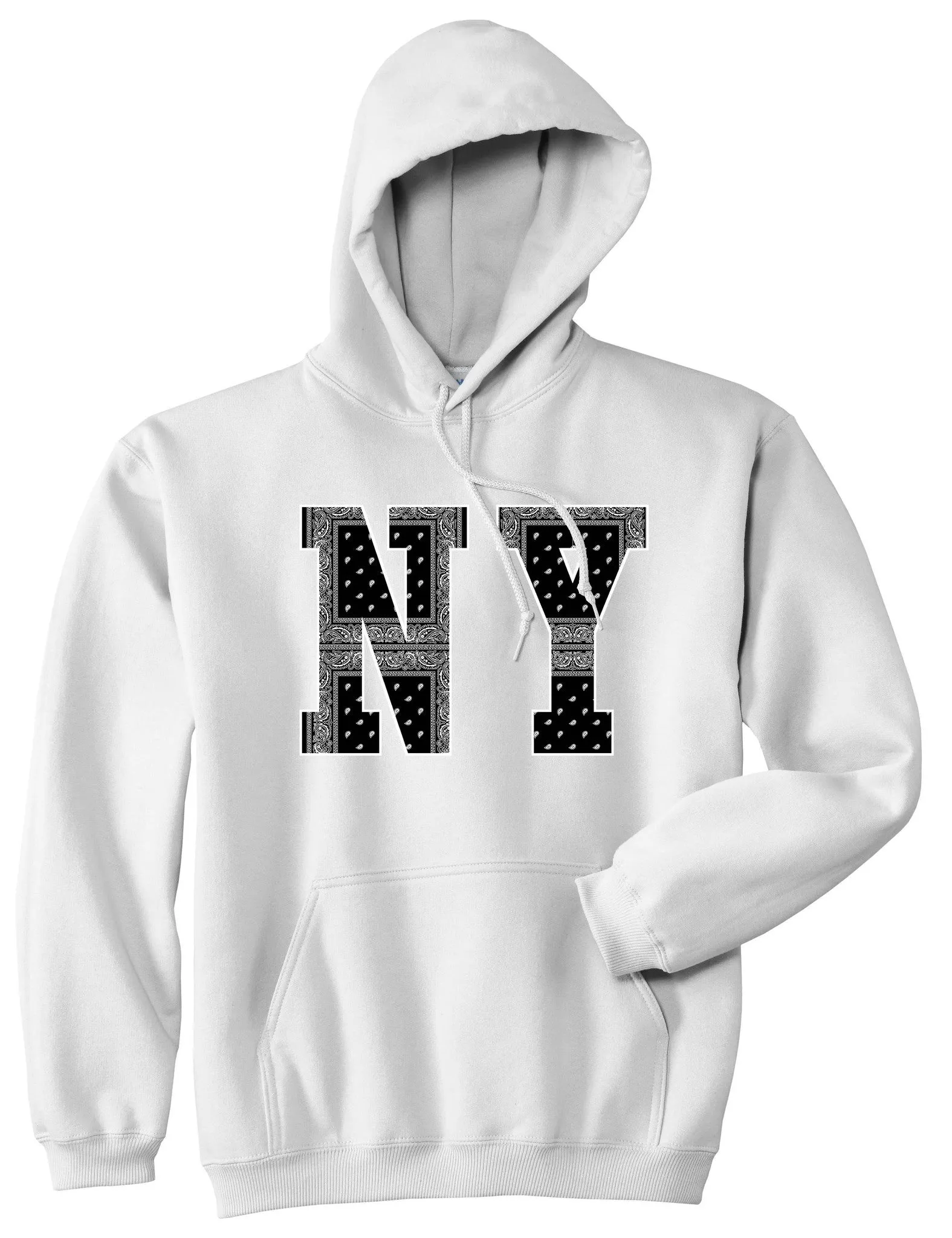 NY Bandana Print New York Black Flag Boys Kids Pullover Hoodie Hoody