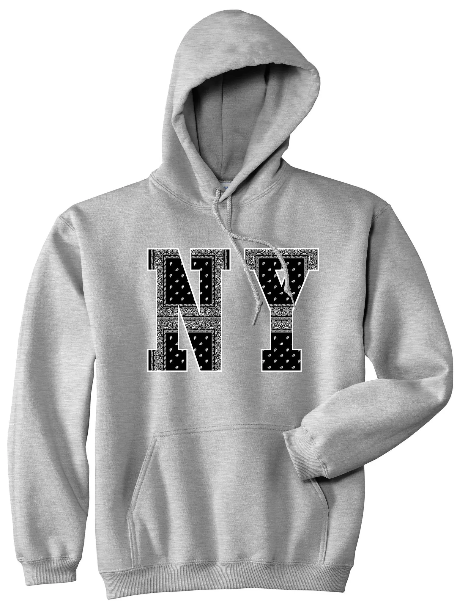 NY Bandana Print New York Black Flag Boys Kids Pullover Hoodie Hoody
