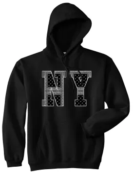 NY Bandana Print New York Black Flag Boys Kids Pullover Hoodie Hoody