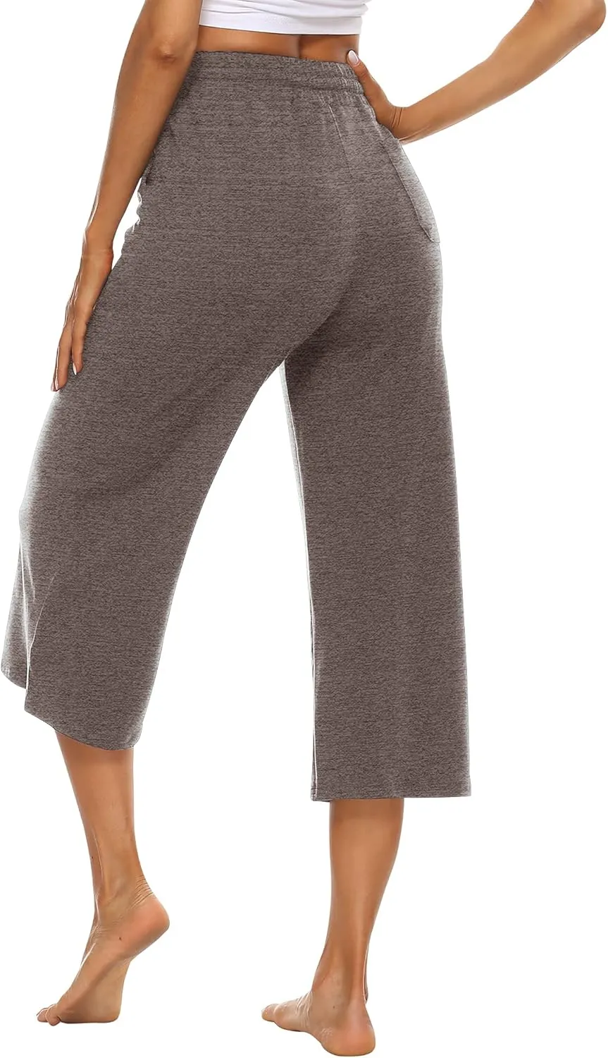 OYANUS Capris for Women Casual Summer Loose Comfy Drawstring Wide Leg Capri Pants with Pockets