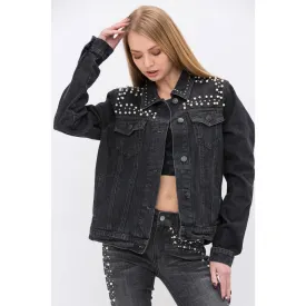 PEARL DEMIM JACKETS: BLACK / M