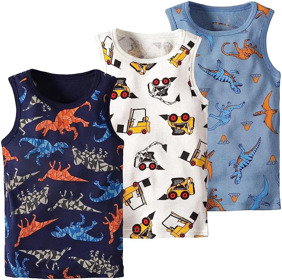 Toddler Baby Boys Tank Soft Cotton Sleeveless Top Undershirts Pack of 3