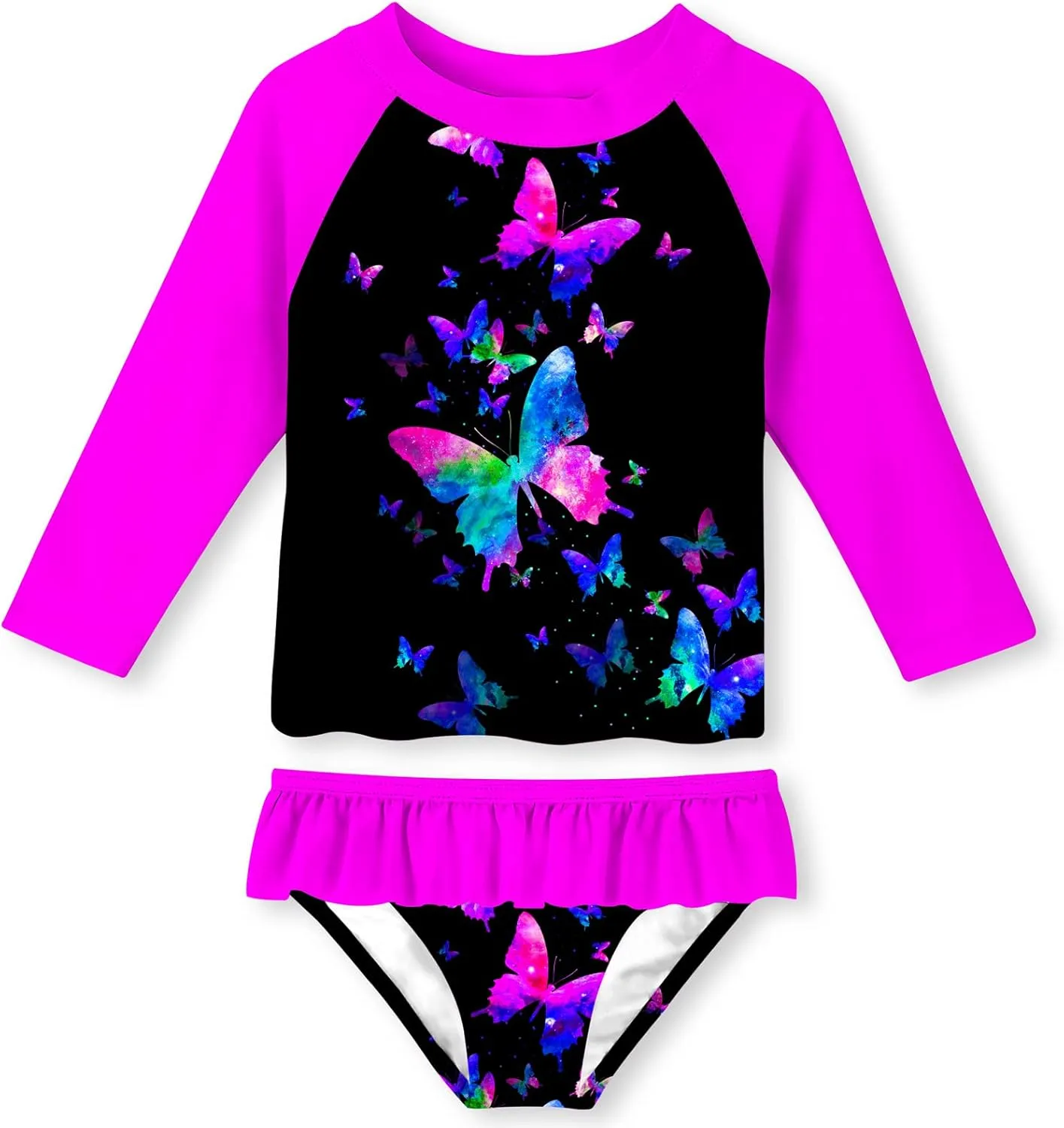 UNIFACO Toddler Girls Swimsuit Rashguard Set Summer Beach Breathable Tankini with UPF 50  Sun Protection 2-8T