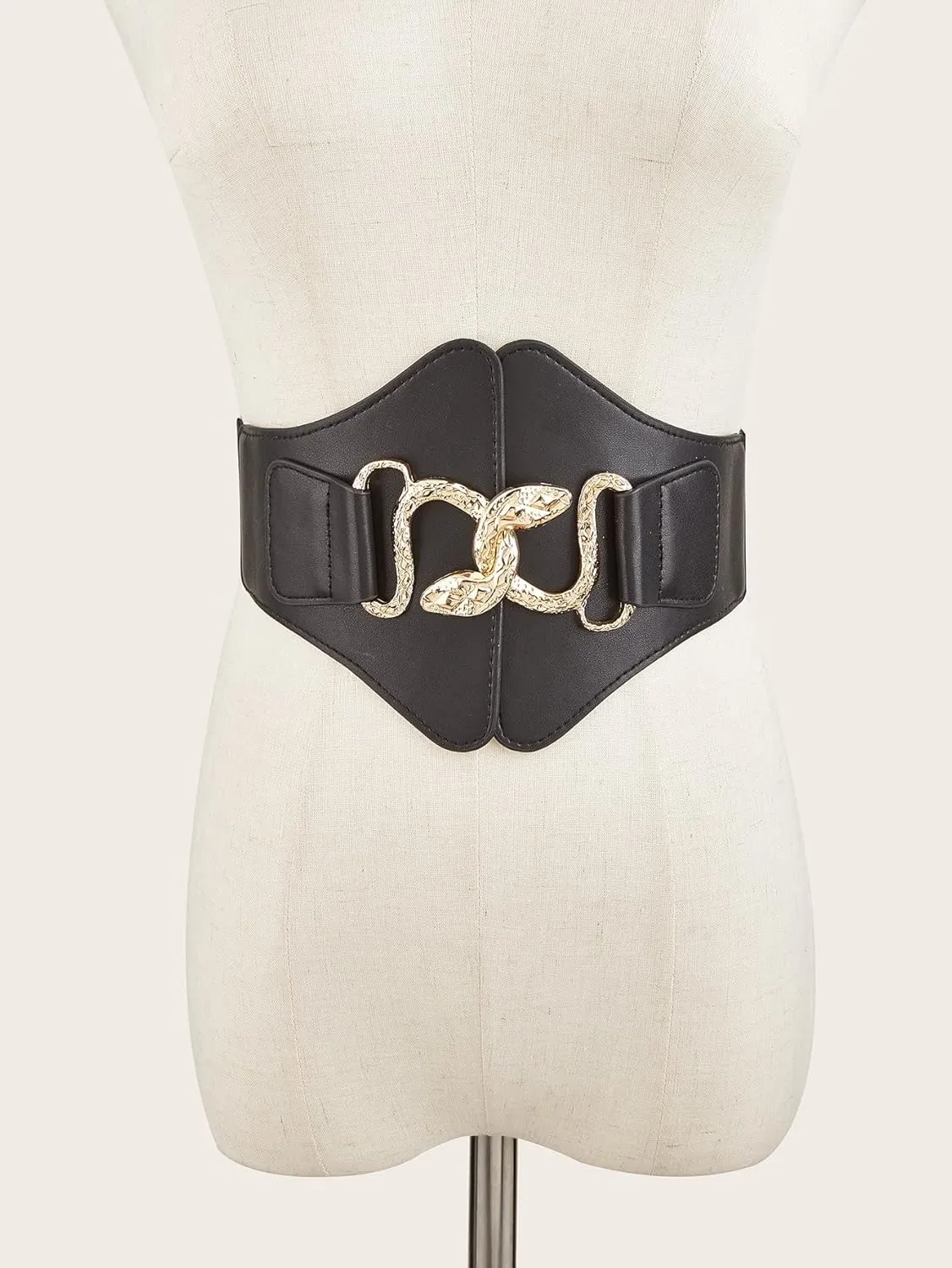 Verdusa Women's Snake Buckle Faux Leather Elastic Wide Belt Corset