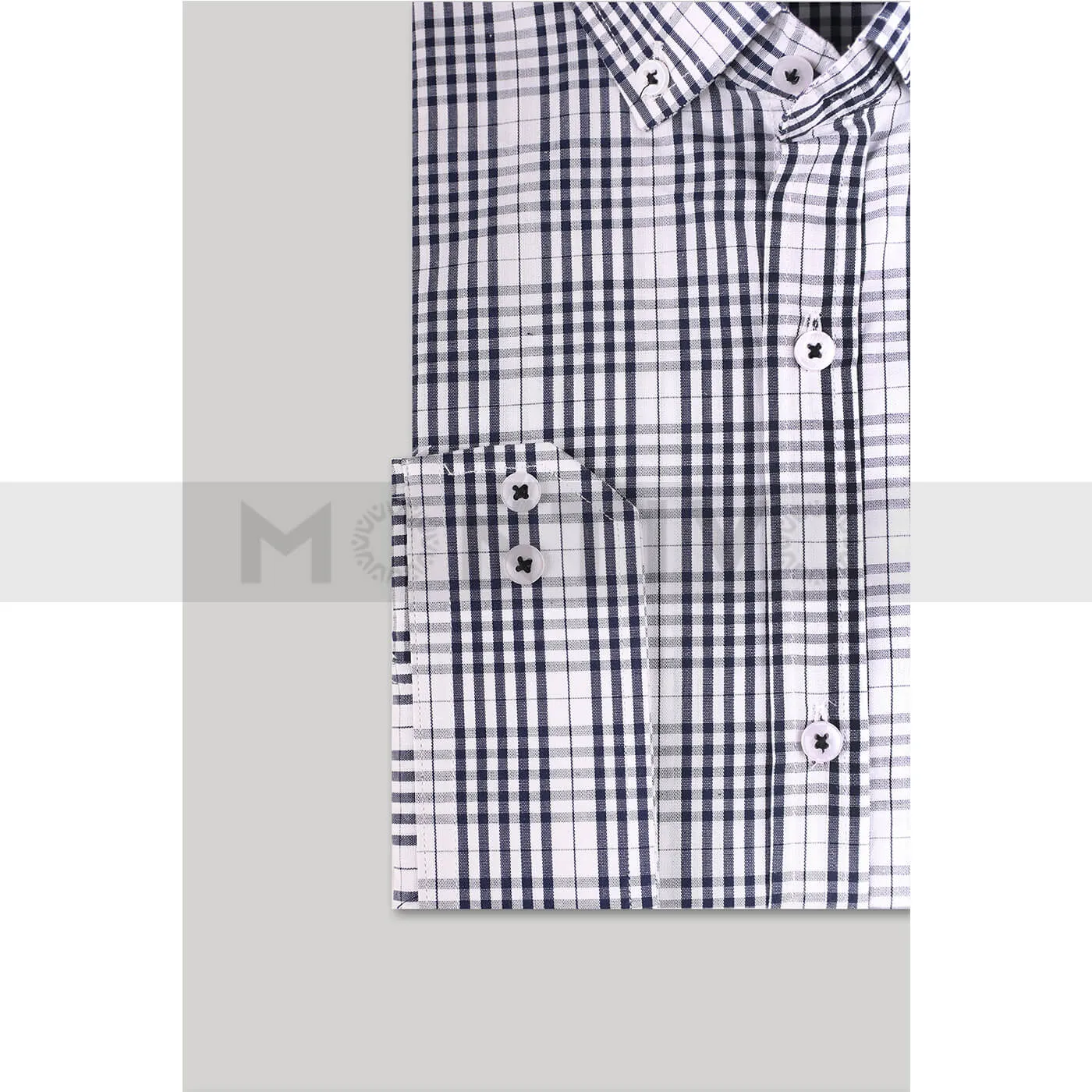 White Navy Check Shirt