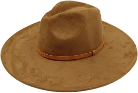 Women Big Wide Brim Fedora Hats Rancher Hat Suede Jazz Hat Party Dress Hats with Band Belt Unisex Solid Hats