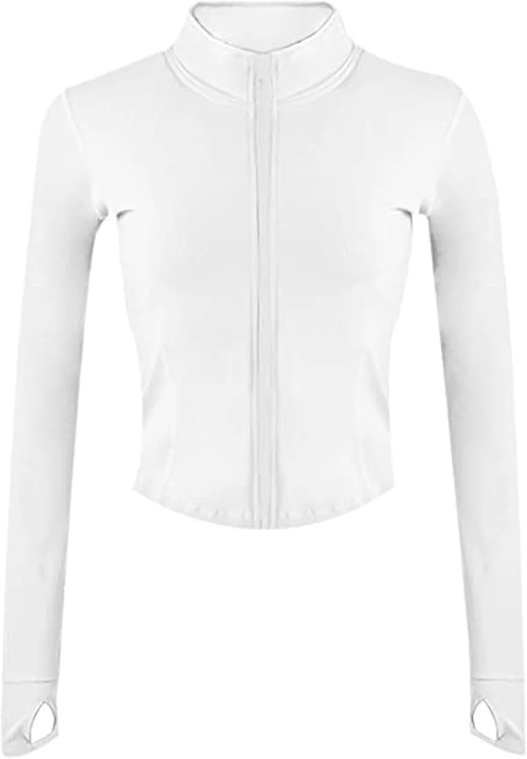 Yeokou Womens Active Zip Up Running Workout Cropped Bbl Athletic Jacket with Thumb Holes